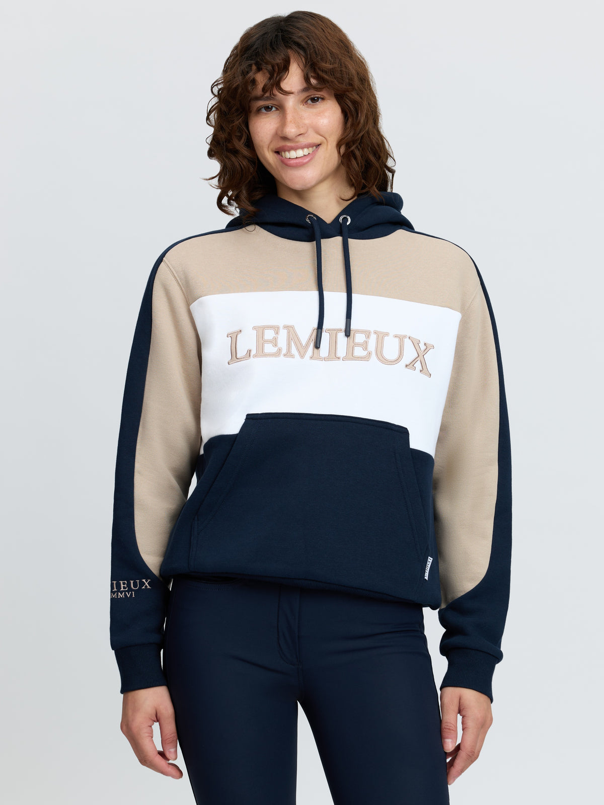 LeMieux Kadie Colour Block Hoodie Navy – moteriškas laisvalaikio džemperis su gobtuvu