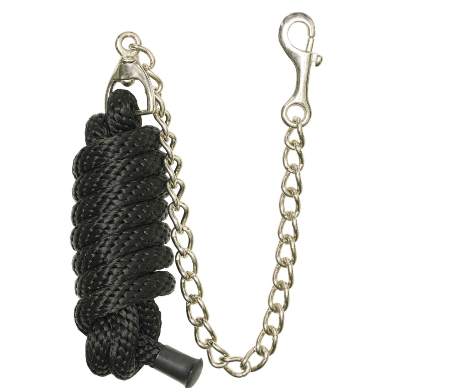 Imperial Riding Stallion Chain – žirgo vedimo virvė su grandinėle, juoda